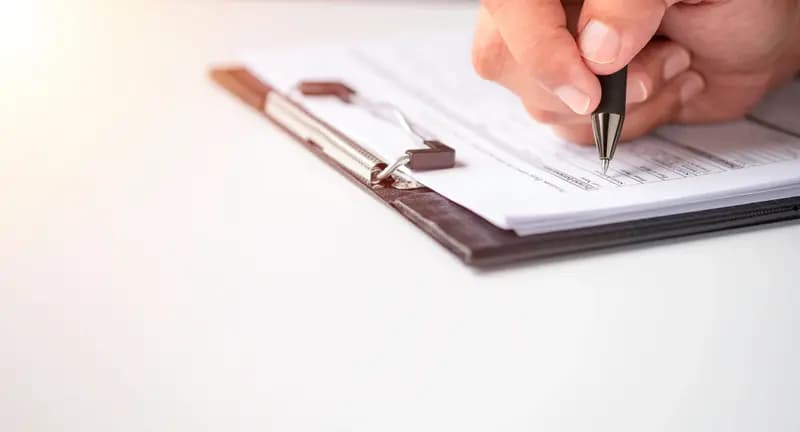 A Person filling out a form.