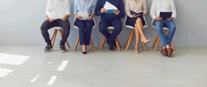 People sitting in a line for business interview